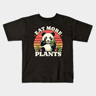 Eat More Plants Retro Panda Kids T-Shirt